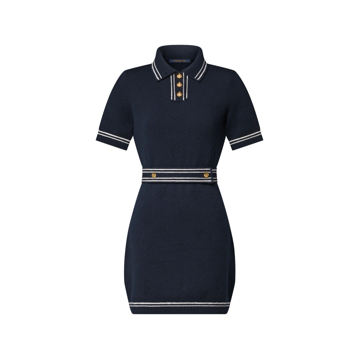Contrast Accent Openwork Knit Dress