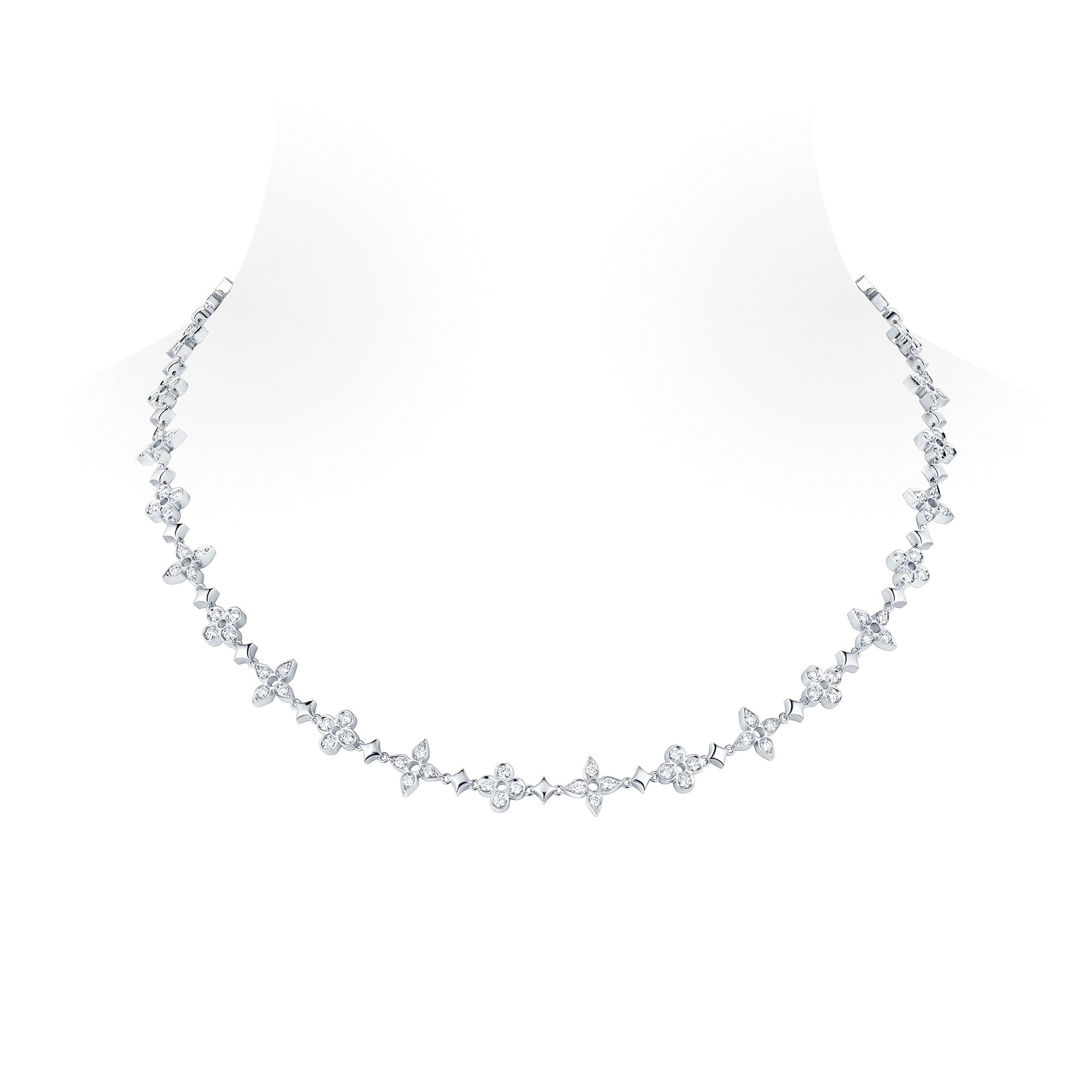 Dentelle One Row Necklace, White Gold And Diamonds