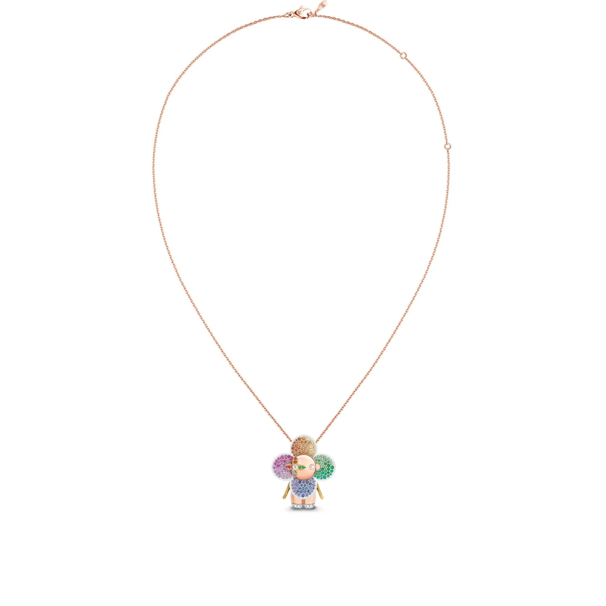 Vivienne Rainbow Pendant, 3 Golds, Diamonds & Colored Gemstones