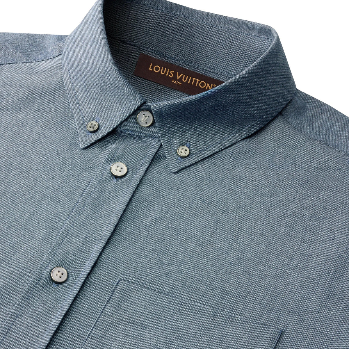 Cotton-Silk Chambray Long-Sleeved Shirt