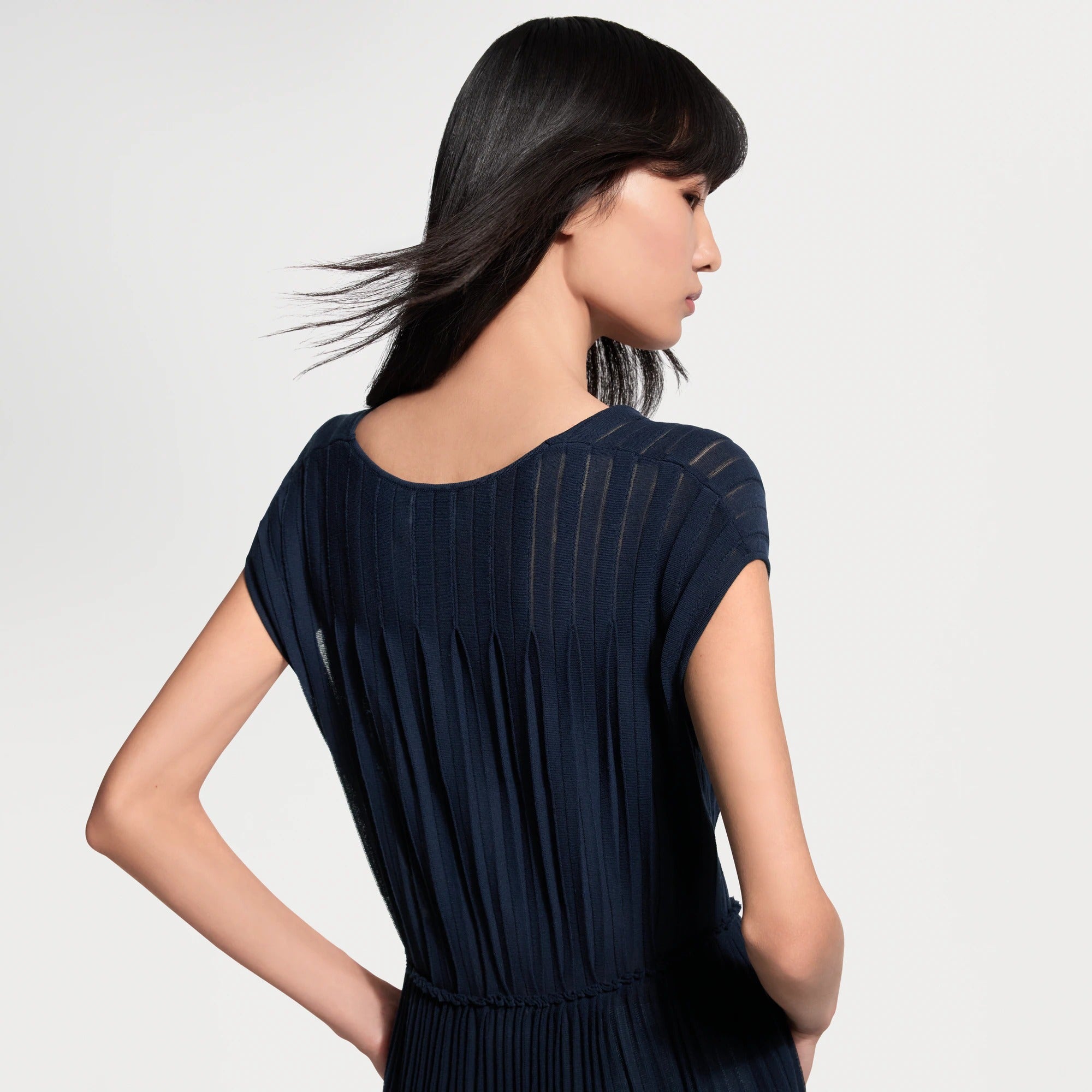 Twist Belt Pleated Dress