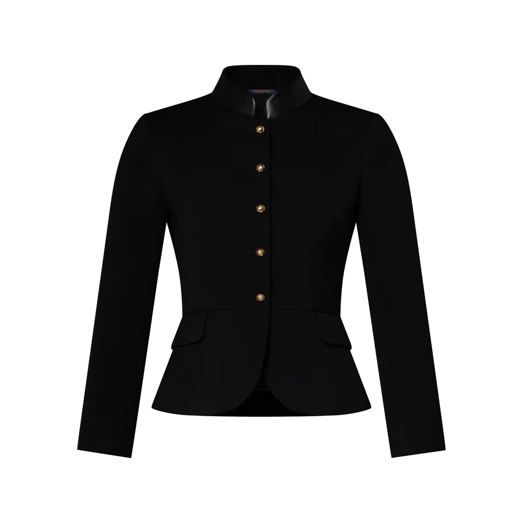 Leather Accent Fitted Jacket