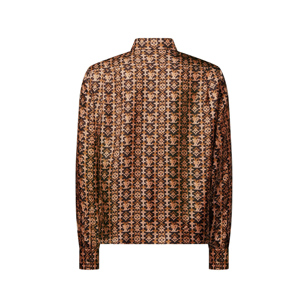 Monogram Printed Long-Sleeved Silk Shirt