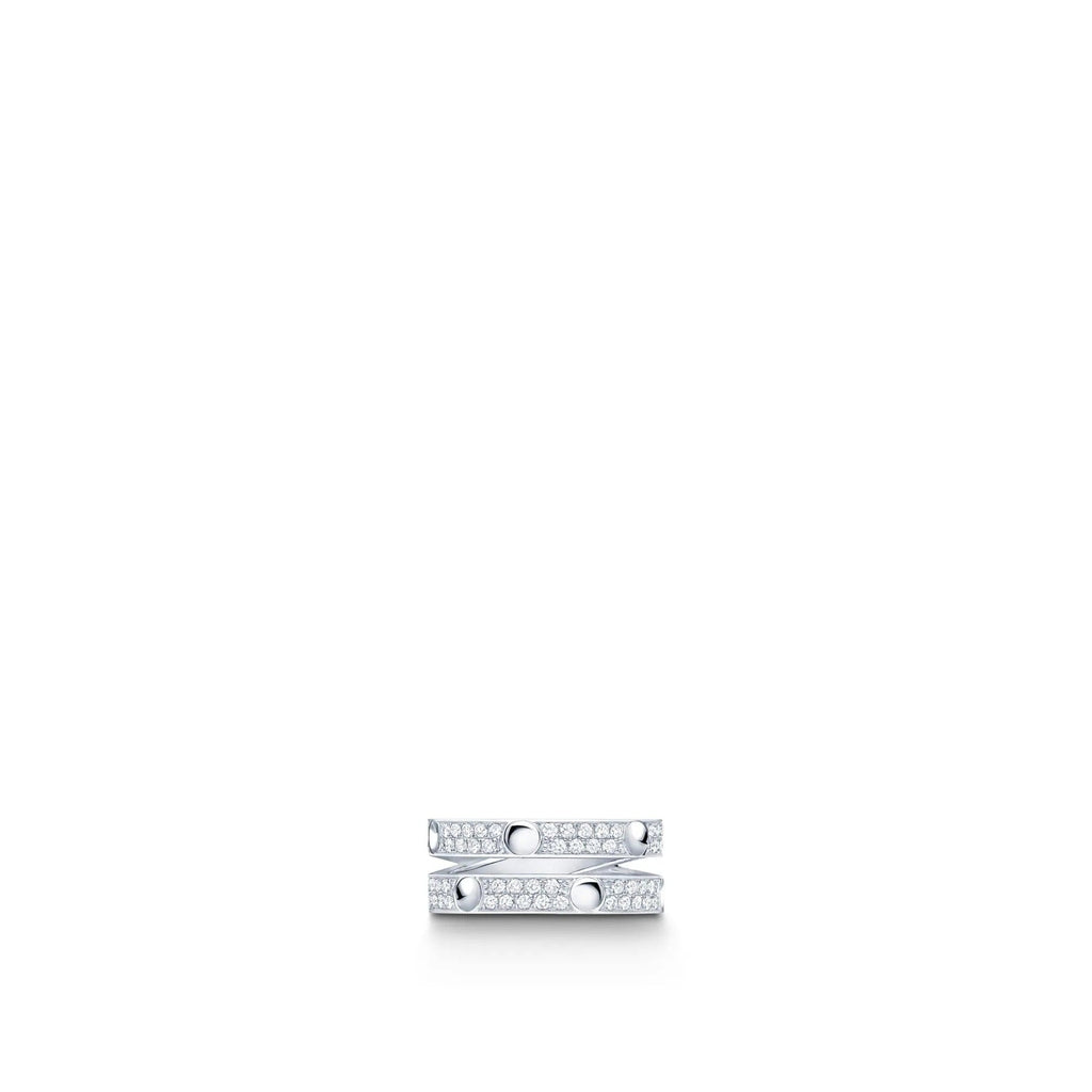 Empreinte Double Ring, White Gold and Diamonds