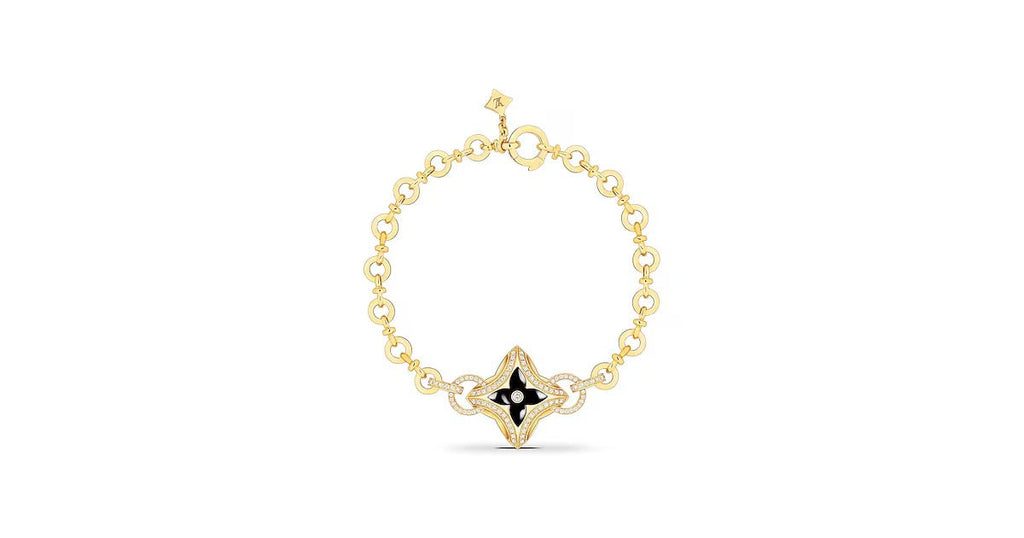 Ever Blossom Bracelet, Yellow Gold, Onyx & Diamonds