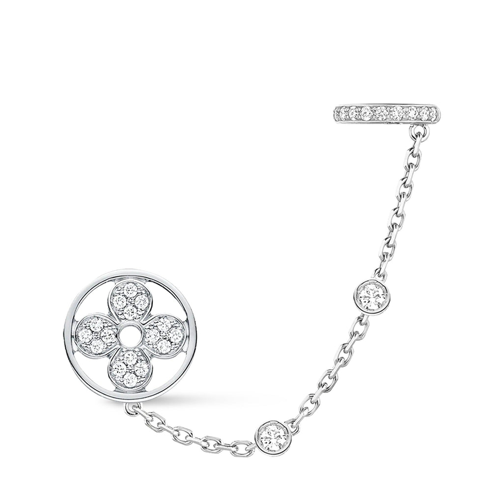 Idylle Blossom Mono Chain Earring, White Gold And Diamonds - Per Unit