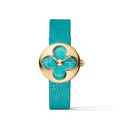 Color Blossom, Quartz, 26 MM, Yellow Gold and Amazonite
