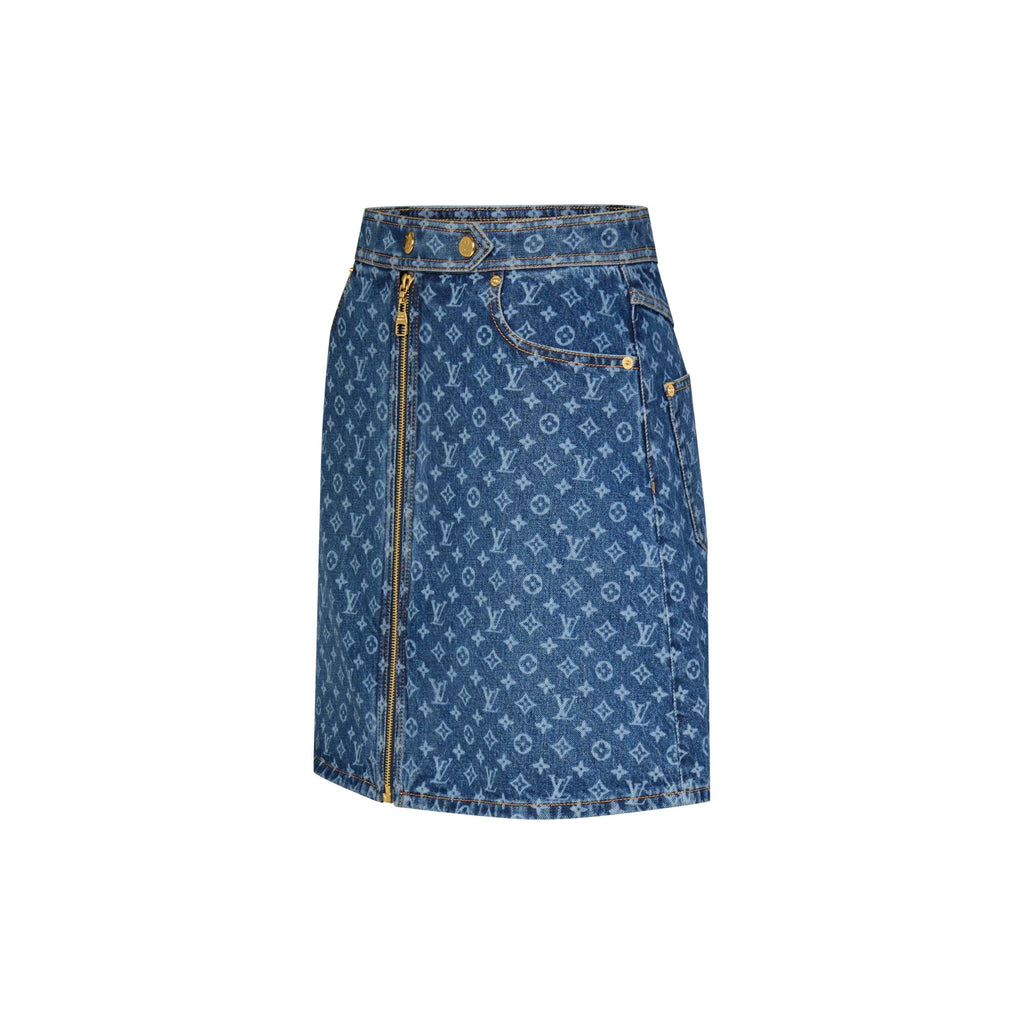 Monogram Denim A-Line Skirt
