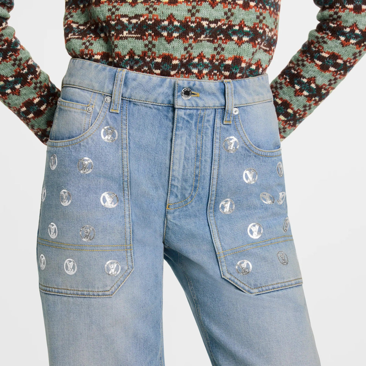Signature Sequin Accent Flared Jeans