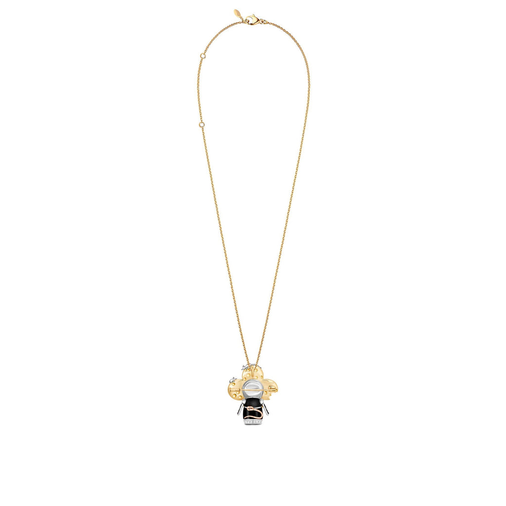 Vivienne Rat Pendant, 3 Golds, Lacquer, Diamonds & Colored Gemstones