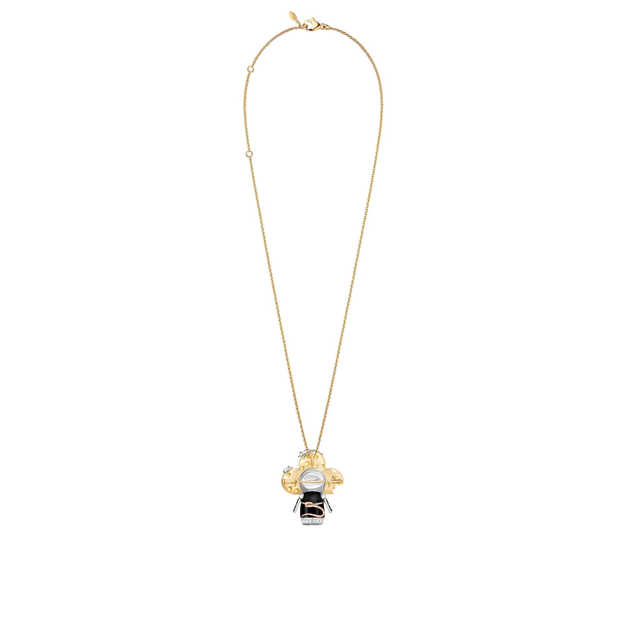 Vivienne Rat Pendant, 3 Golds, Lacquer, Diamonds & Colored Gemstones