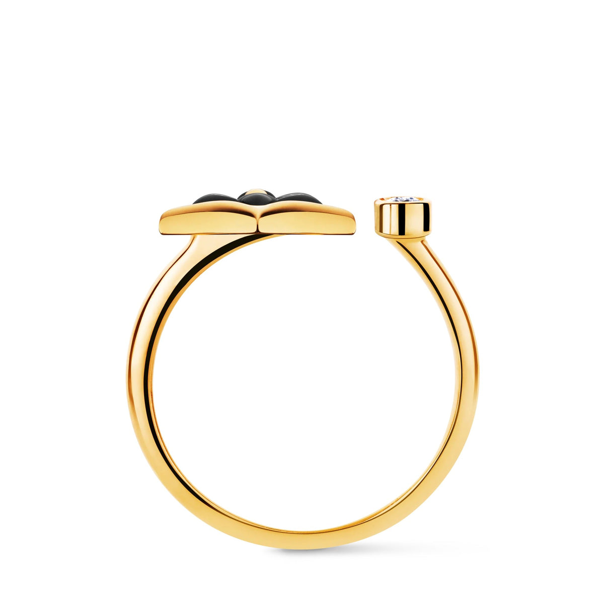 Color Blossom Mini Star Ring, Yellow Gold, Onyx and Diamond