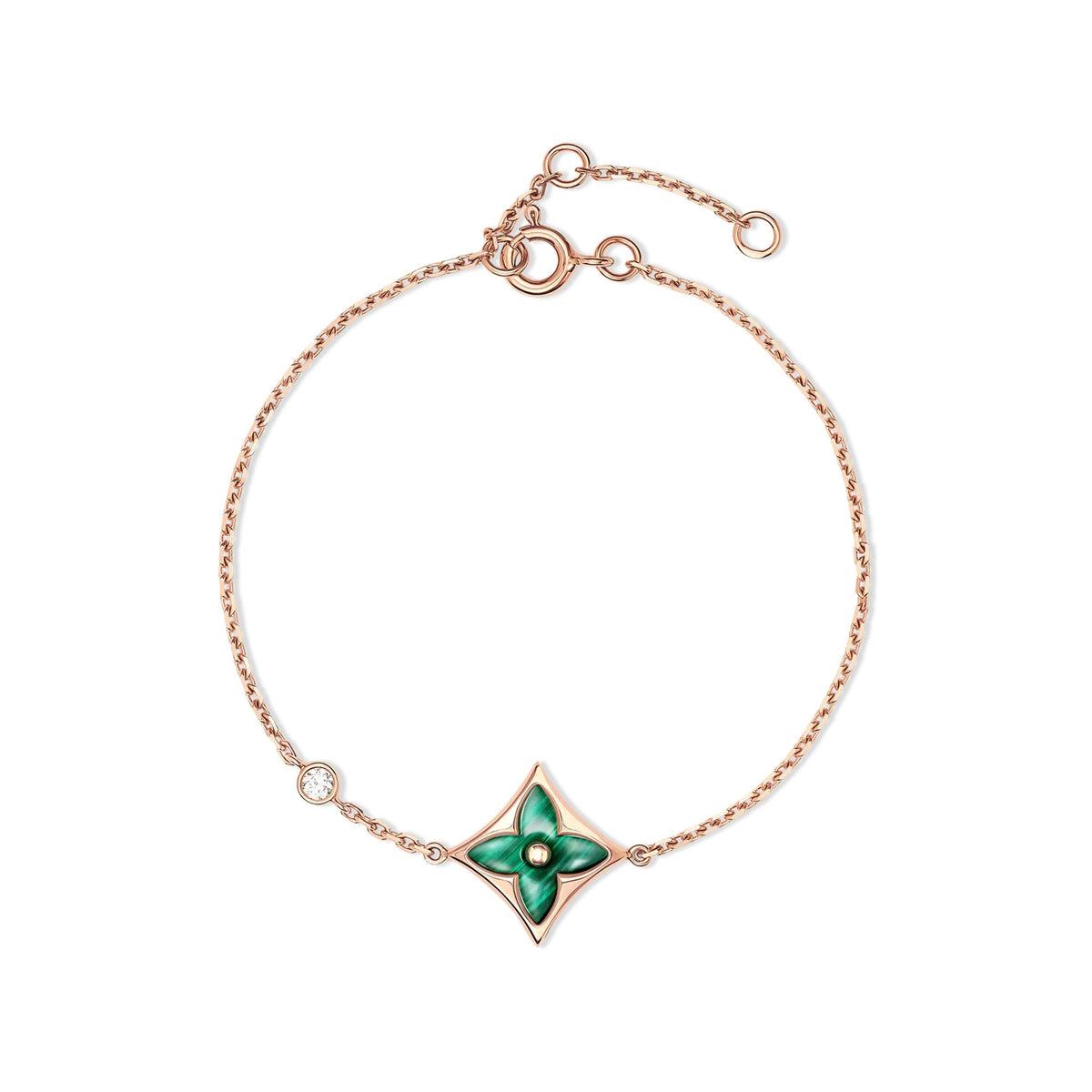 Color Blossom BB Star Bracelet, Pink Gold, Malachite and Diamond