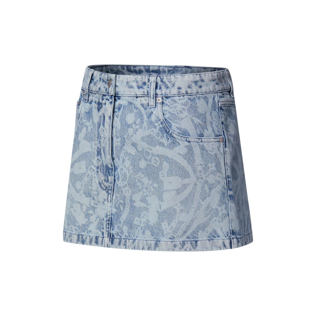 LV Bloom Denim Mini Skirt