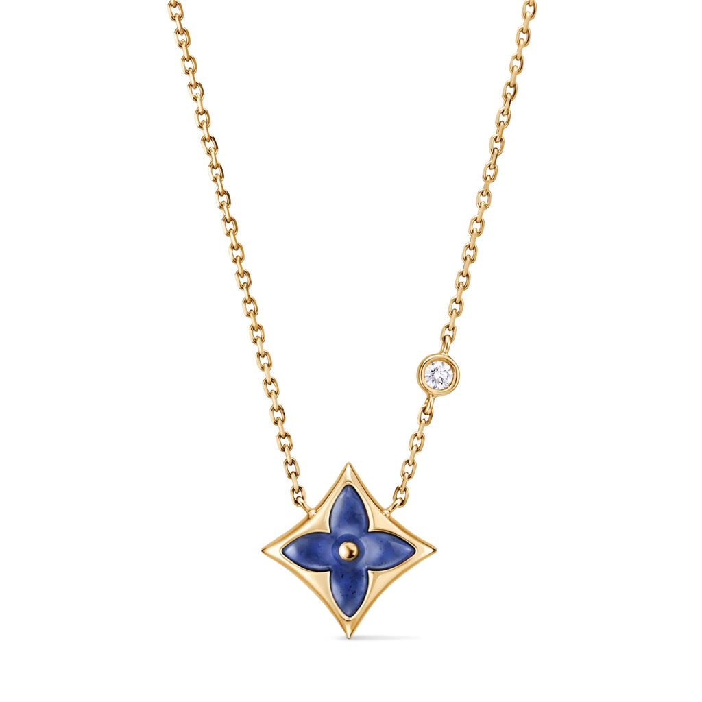 Color Blossom BB Star Pendant, Yellow Gold, Sodalite and Diamond