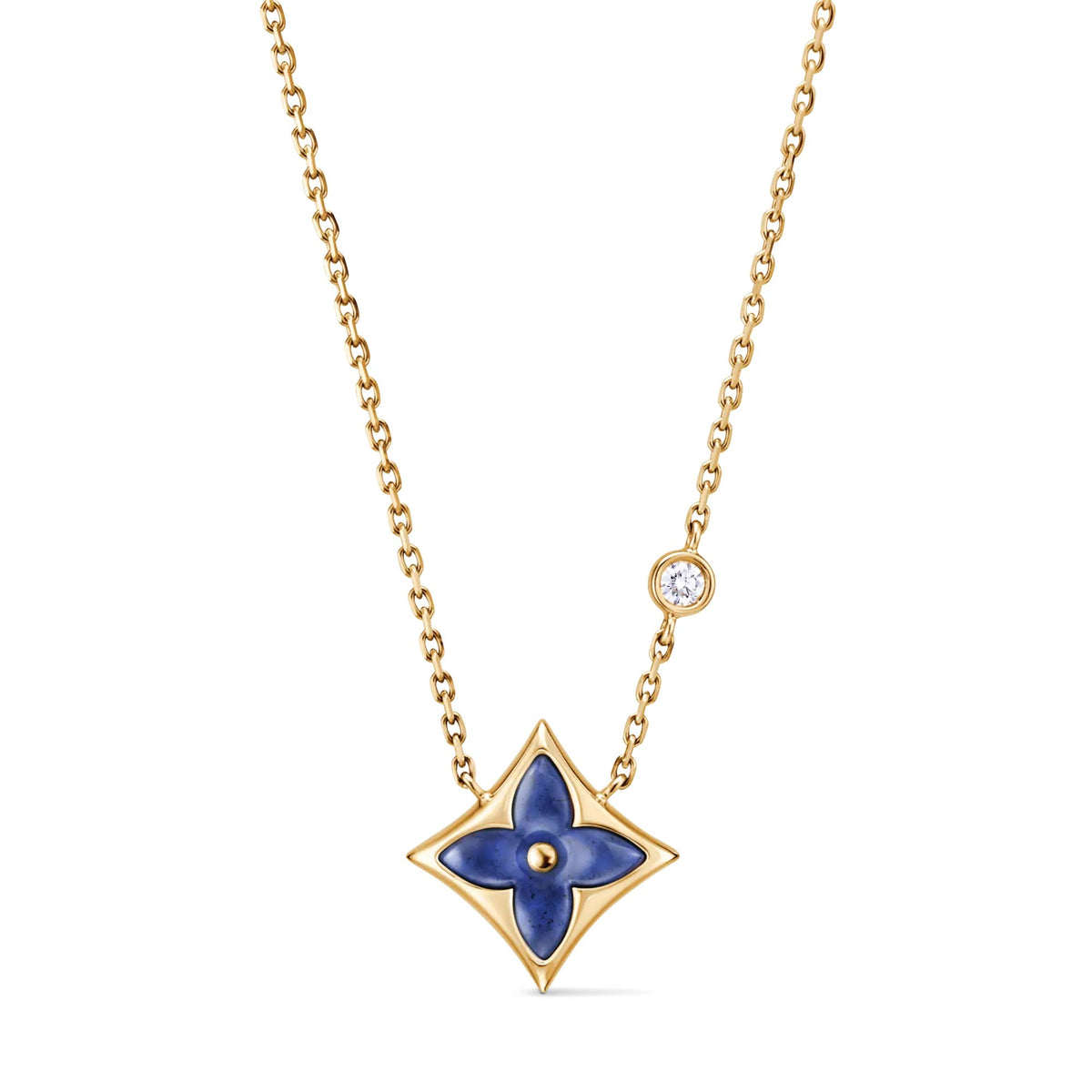 Color Blossom BB Star Pendant, Yellow Gold, Sodalite and Diamond