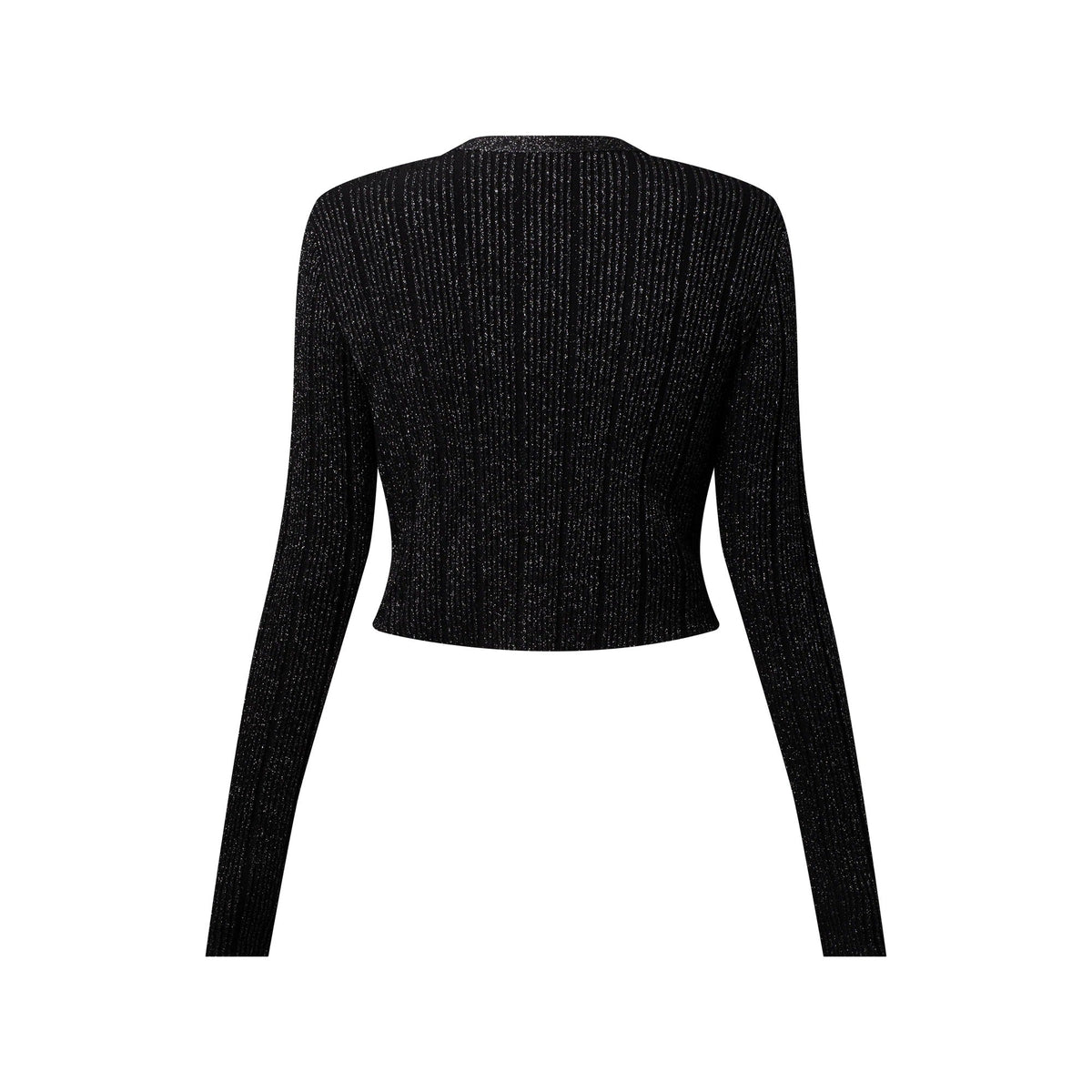 Cropped Rib-Knit Lurex Cardigan