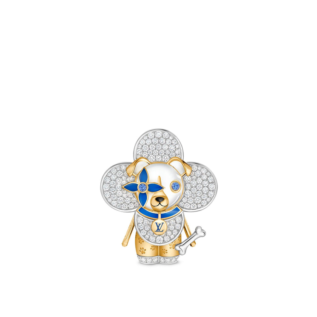 Vivienne Dog Pendant, Yellow Gold, White Gold, Lacquer, Diamonds & Colored Gemstones