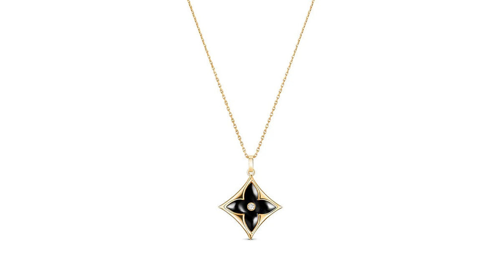 Color Blossom XL Star Medallion, Yellow Gold, Onyx and Diamond