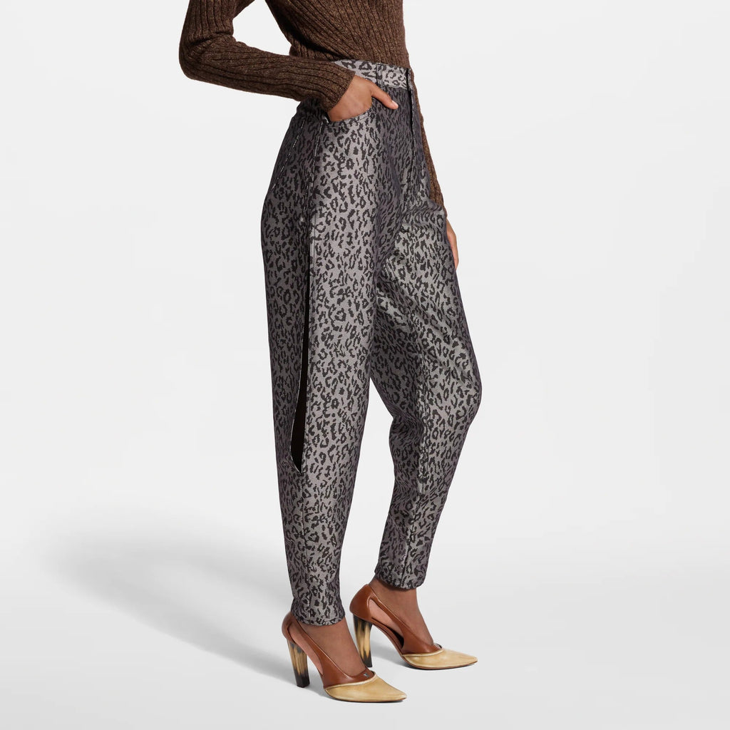 Leopard Print Split-Leg Jeans