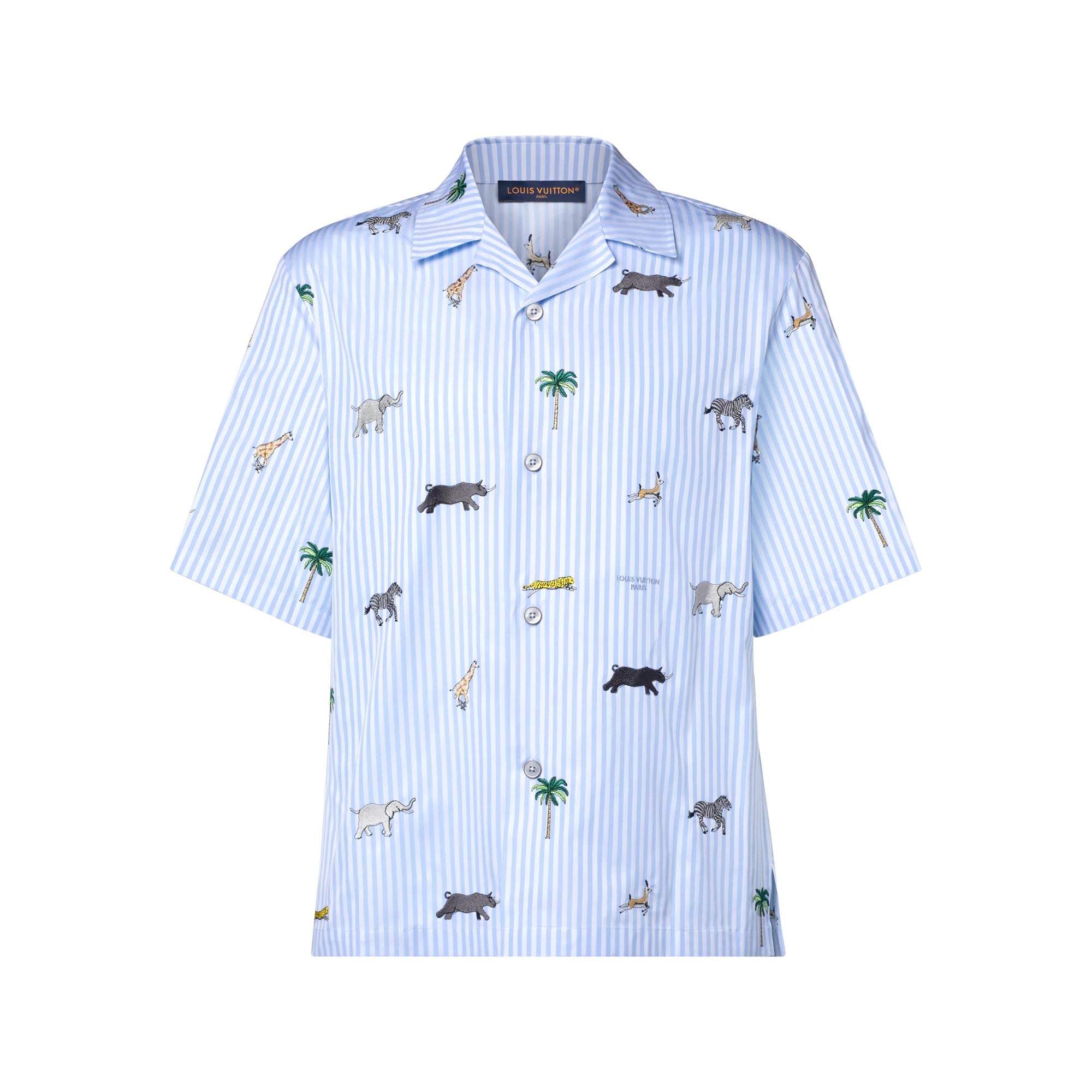 LV x The Darjeeling Limited Embroidered Striped Short-Sleeved Shirt