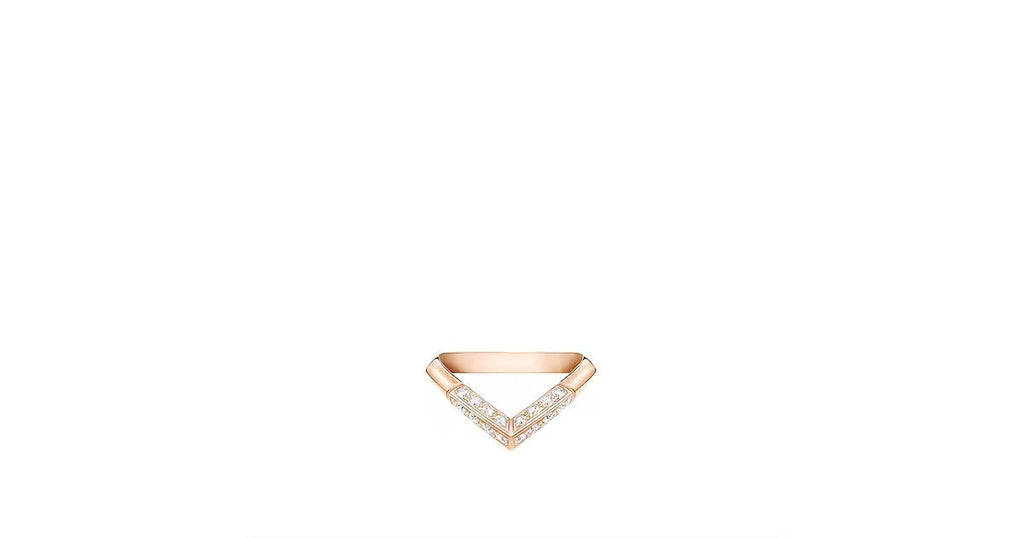 LV Diamonds Pavé V Ring, Pink Gold
