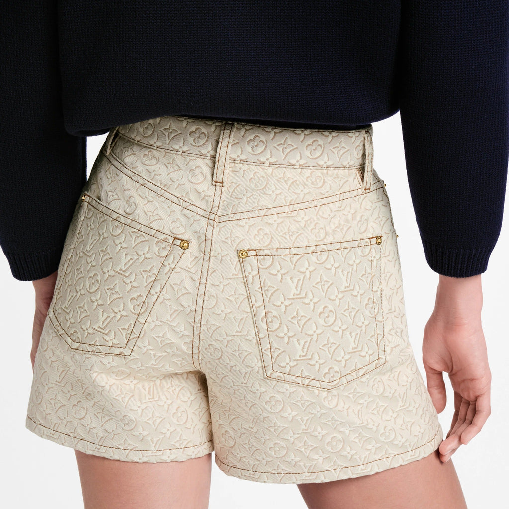 3D Monogram Denim Shorts