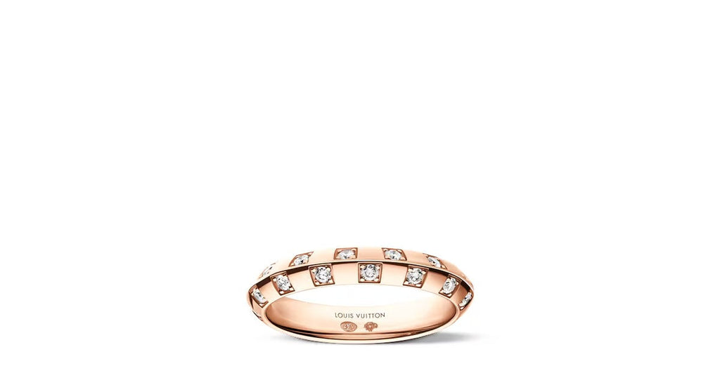 Le Damier de Louis Vuitton Small Ring, Rose Gold and Diamonds