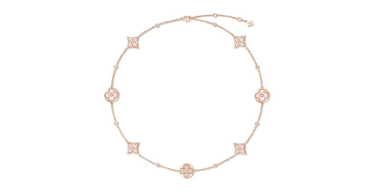 Color Blossom BB Multi-Motif Short Necklace, Pink Gold, Pink Mother-of-Pearl and Diamonds