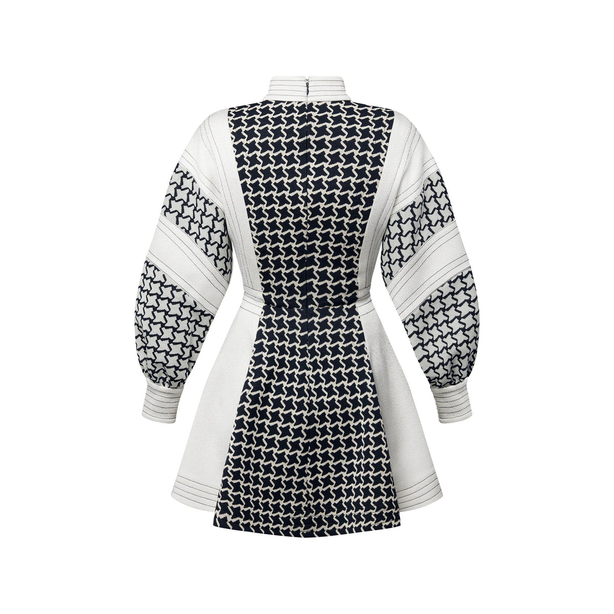 Honeycomb Jacquard Balloon Sleeve Dress