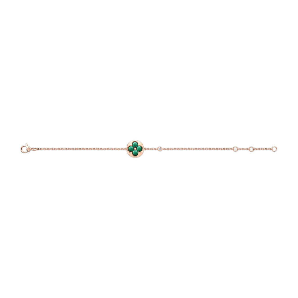 Color Blossom BB Sun Bracelet, Pink Gold, Malachite and Diamond