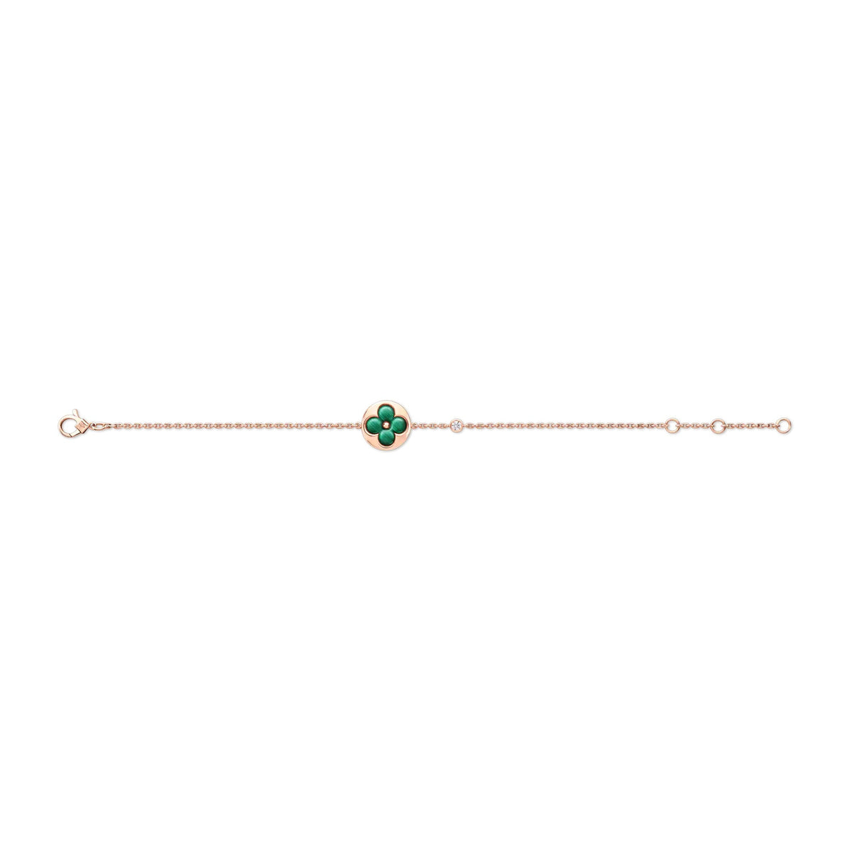 Color Blossom BB Sun Bracelet, Pink Gold, Malachite and Diamond