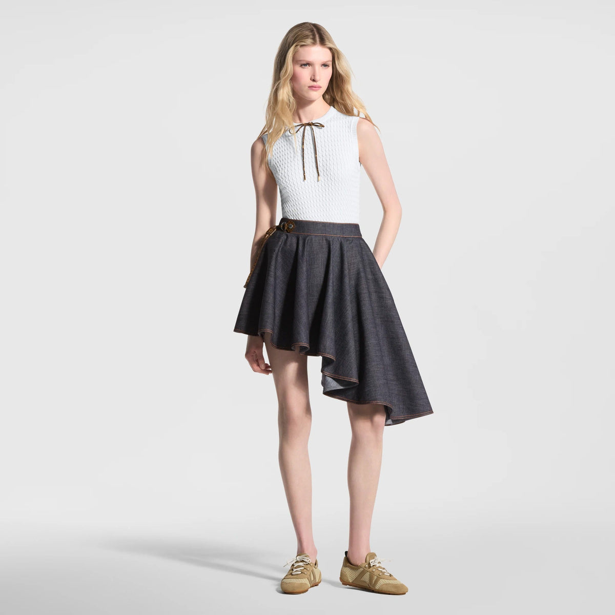 Monogram Drawstring Knit Top