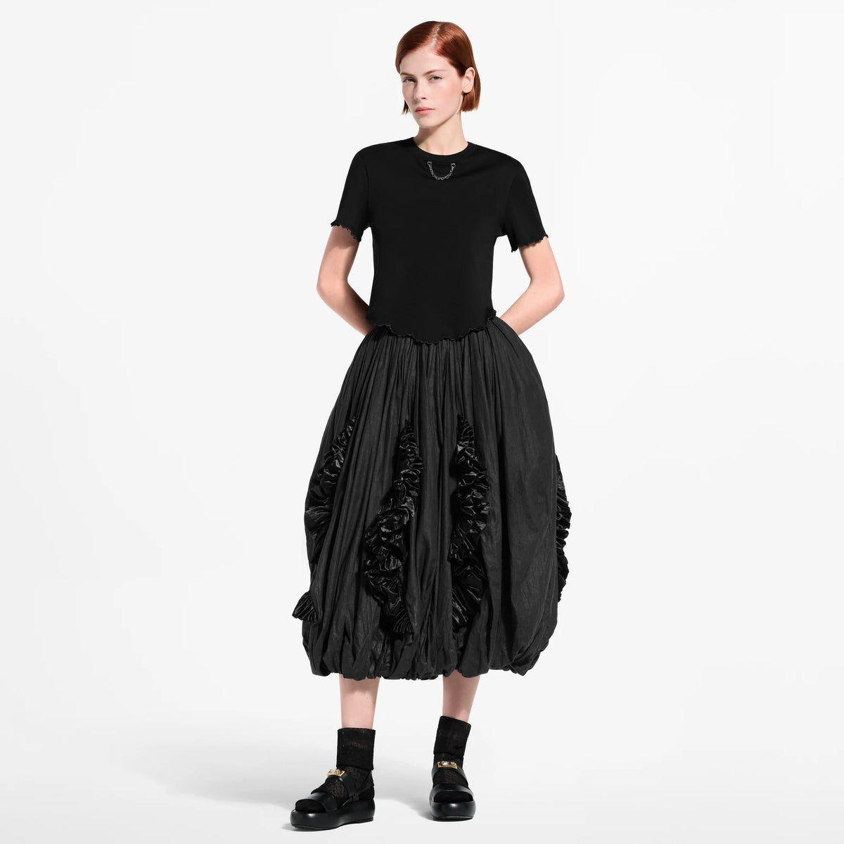 Ruffle Trim Balloon Skirt