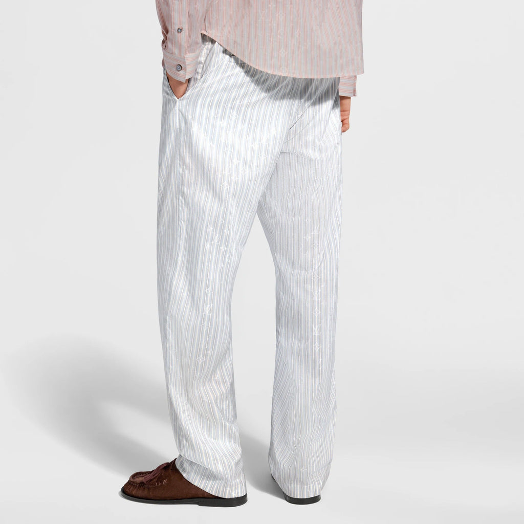 Monogram Striped Casual Drawstring Pants