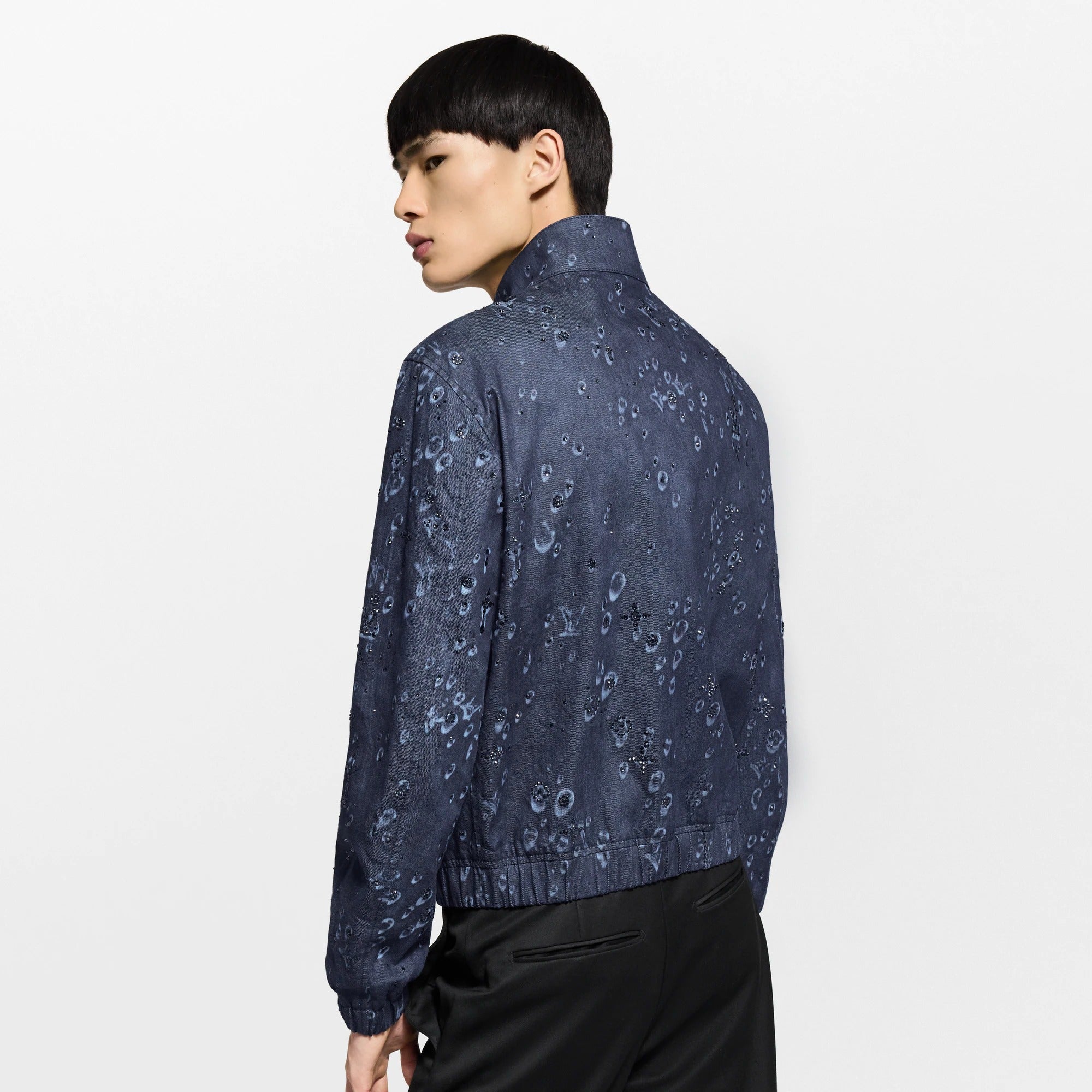 Embellished Denim Harrington Jacket