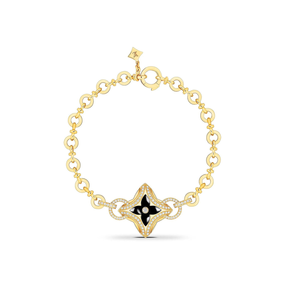Ever Blossom Bracelet, Yellow Gold, Onyx & Diamonds