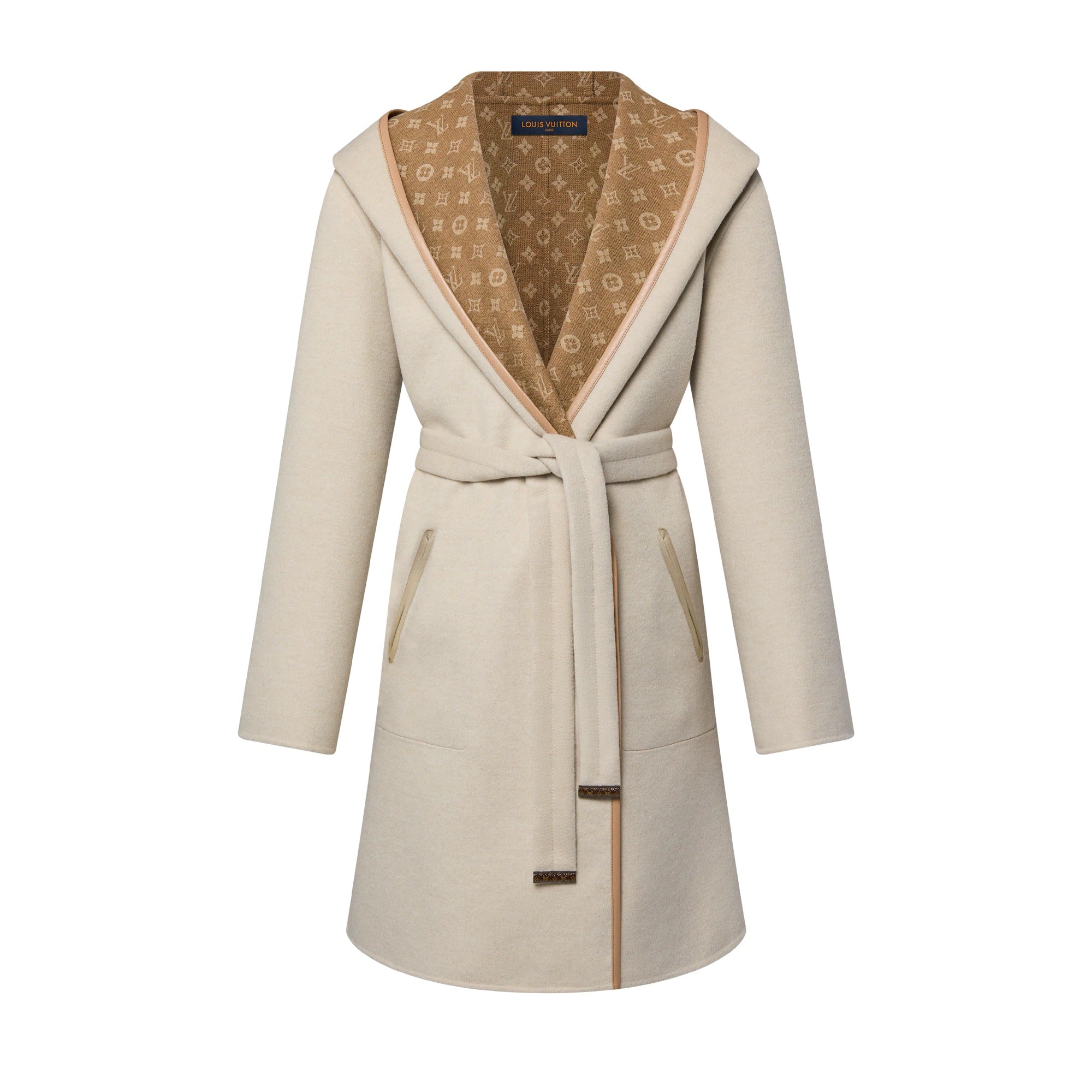 Reversible Signature Hooded Wrap Coat