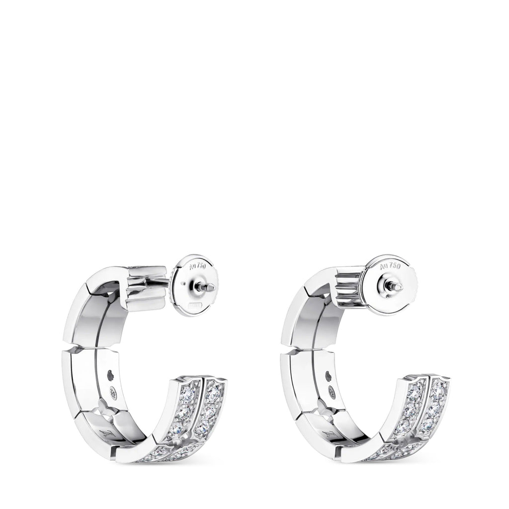Tumbler Large Earrings, White Gold and Diamonds