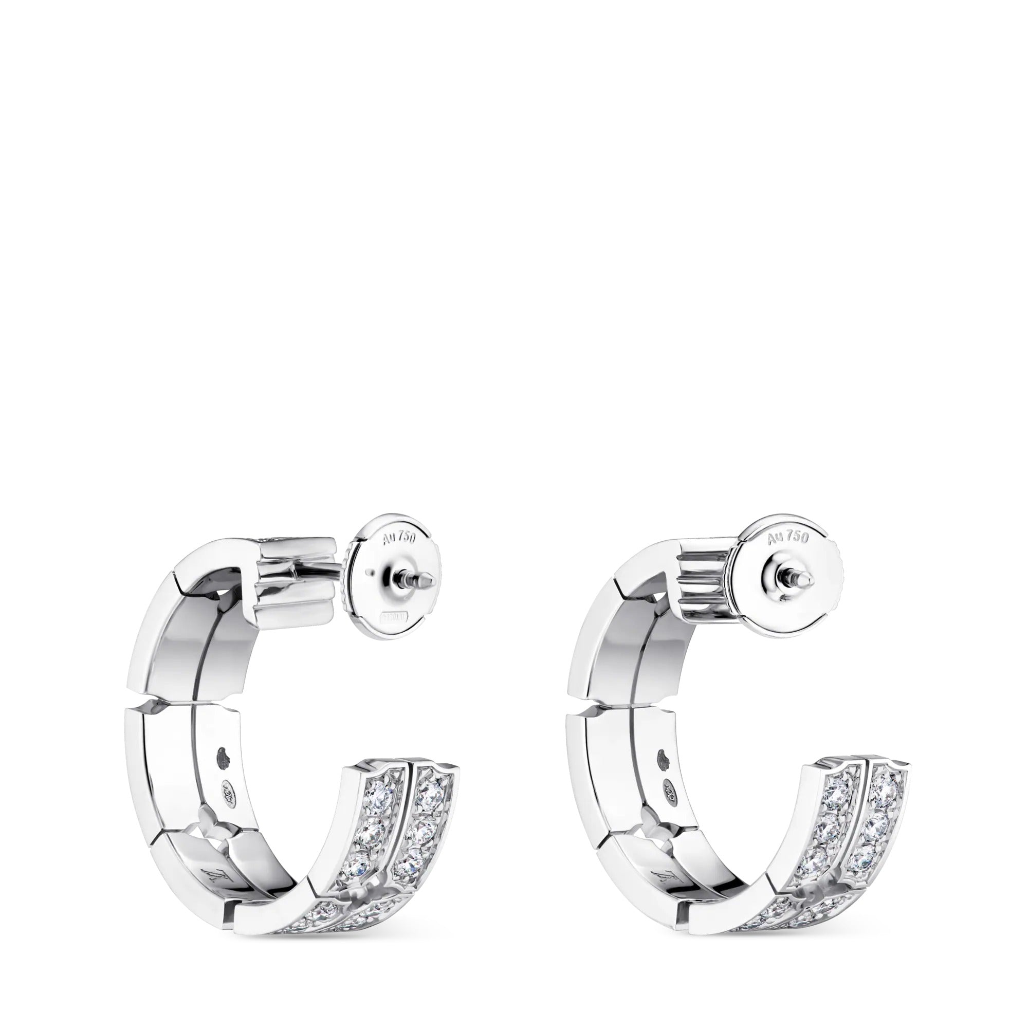 Tumbler Large Earrings, White Gold and Diamonds