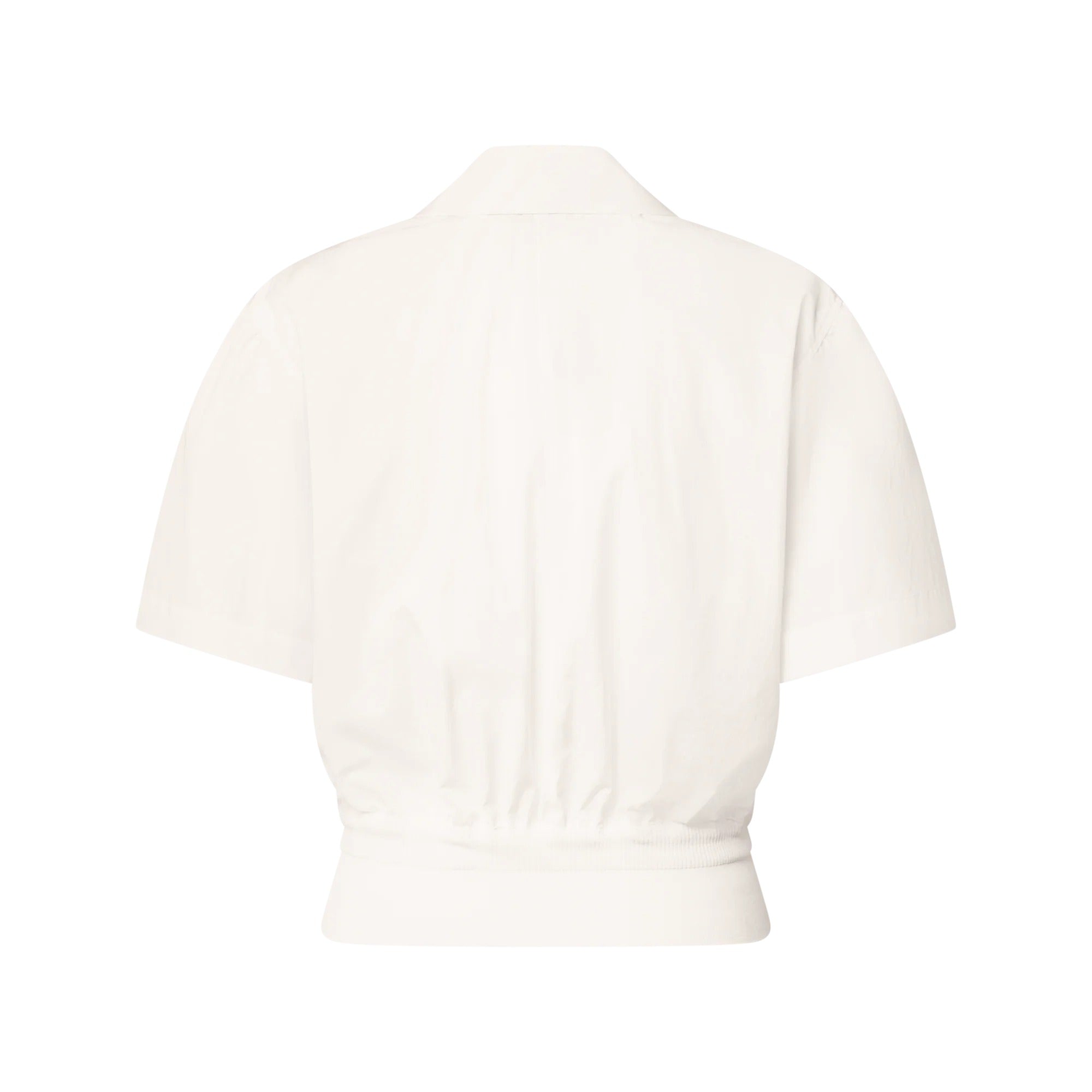 Ribbed Waist Cropped Blouse