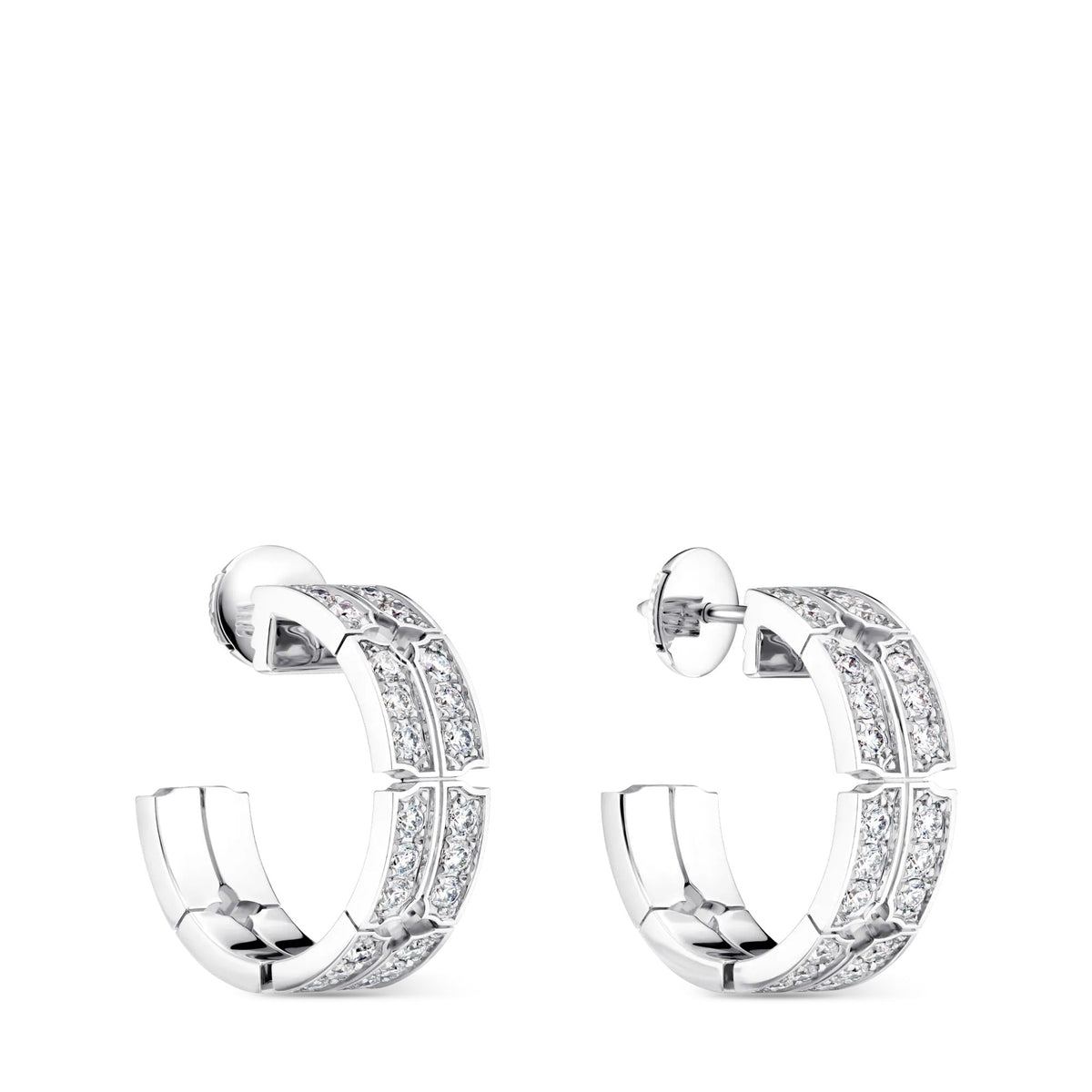 Tumbler Large Earrings, White Gold and Diamonds