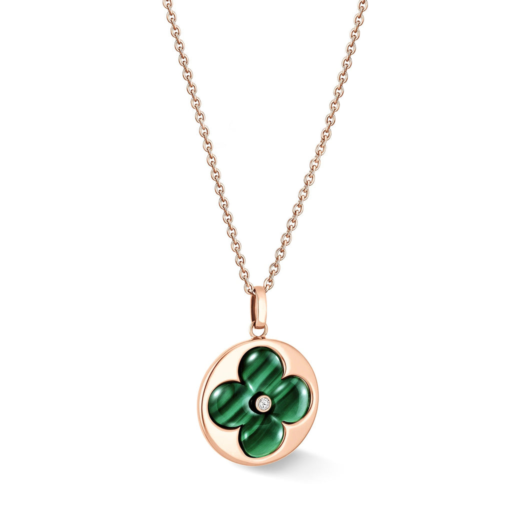 Color Blossom XL Sun Medallion, Pink Gold, Malachite and Diamond