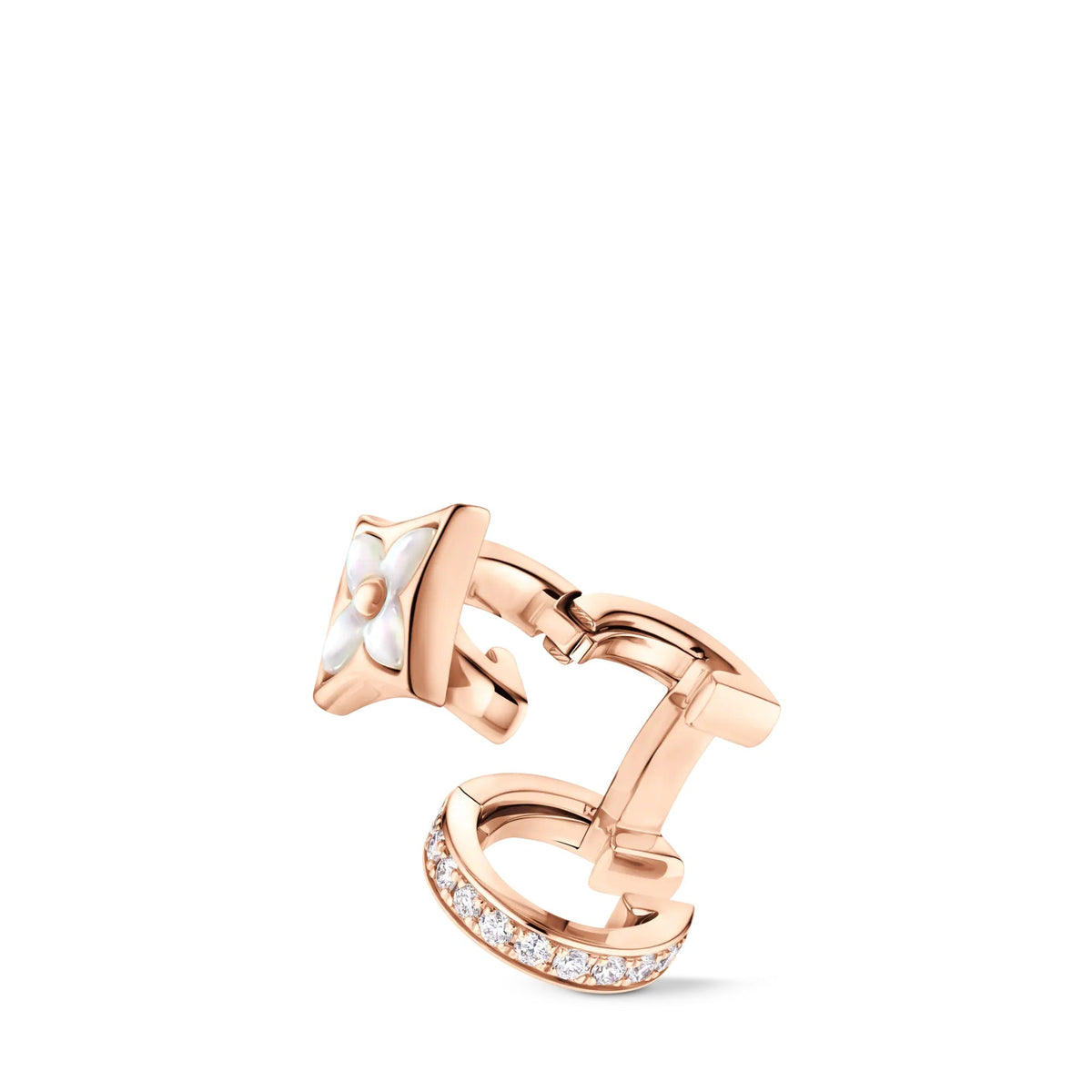 Color Blossom XS Star Earcuff, Pink Gold, White Mother-of-Pearl and Diamonds - per unit
