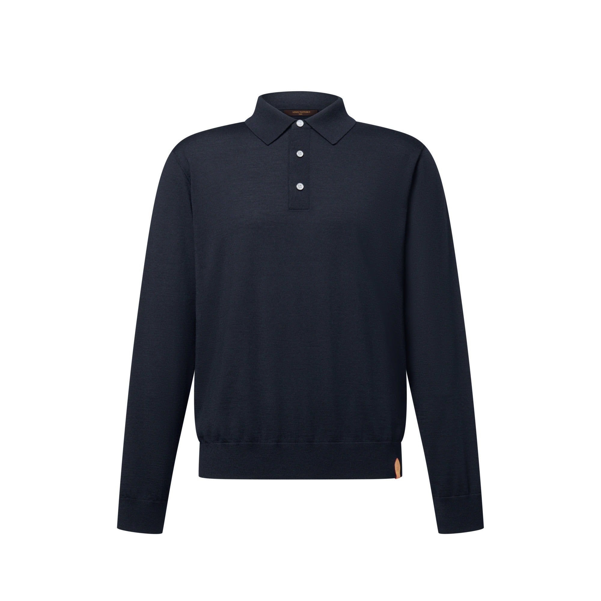 Wool-Silk Blend Long-Sleeved Polo Shirt