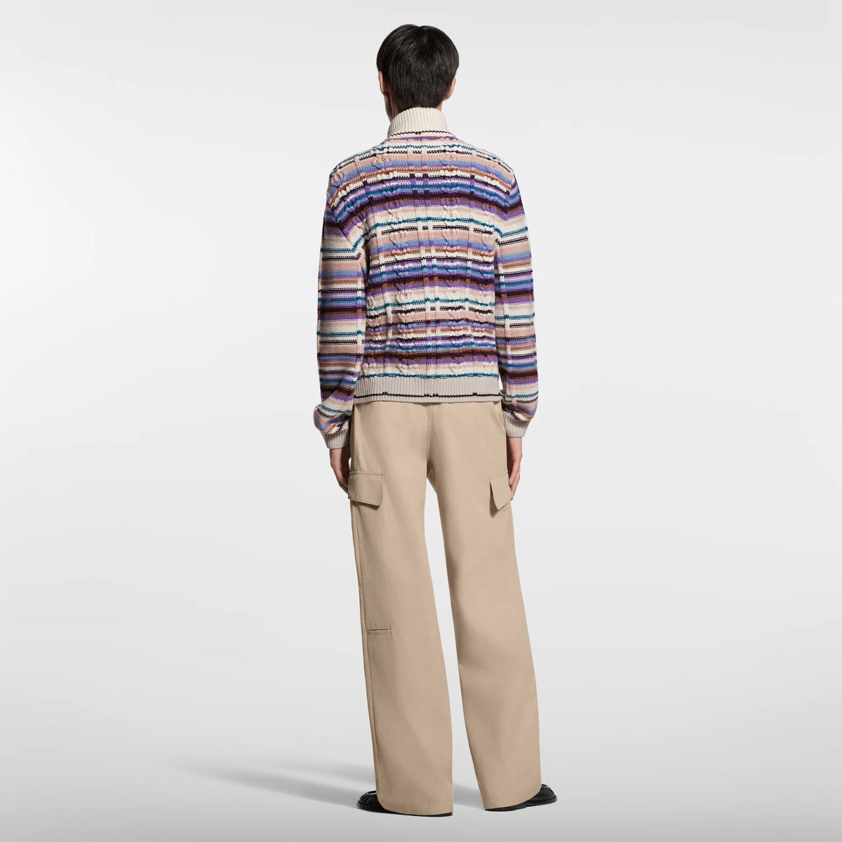 Striped Cable-Knit Track Top