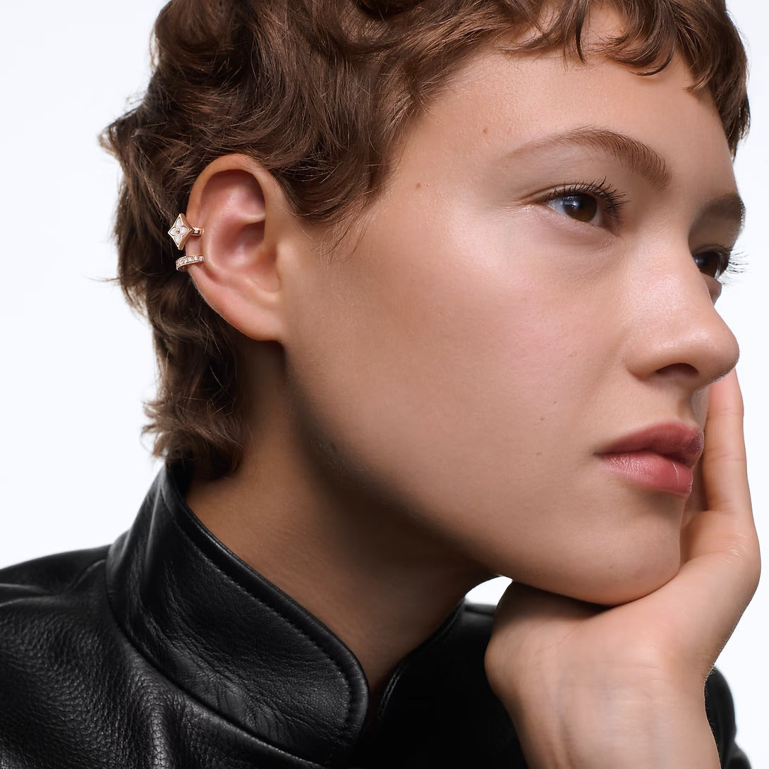 Color Blossom XS Star Earcuff, Pink Gold, White Mother-of-Pearl and Diamonds - per unit
