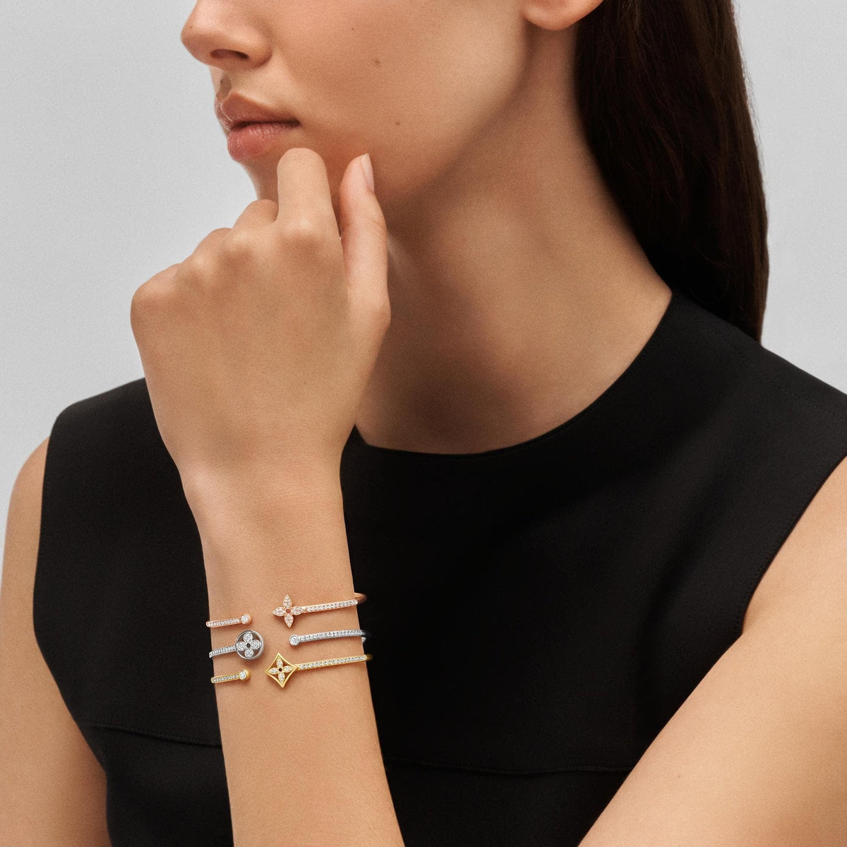 Idylle Blossom Twist Bracelet, Yellow Gold And Diamonds
