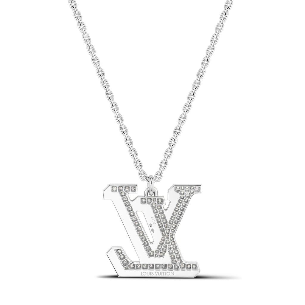 LV Large Pendant, White Gold, Diamonds and Black Lacquer