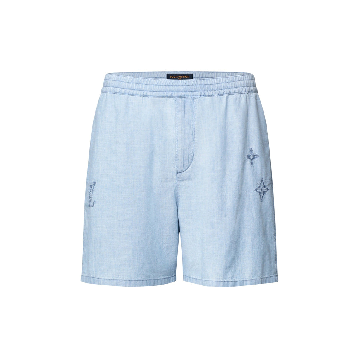 Embroidered Signature Chambray Shorts